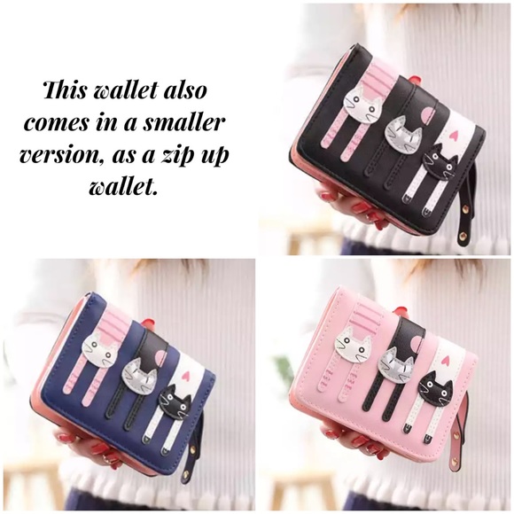 Pink Vegan Leather Cat Clutch Wallet Checkbook - Picture 14 of 15